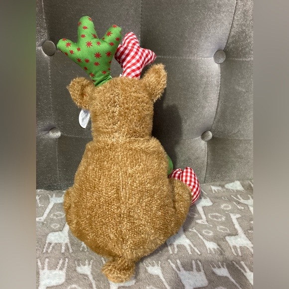 Ty Beanie Baby Classic Chestnut The Reindeer Plaid and Green Antlers - Picture 3 of 5